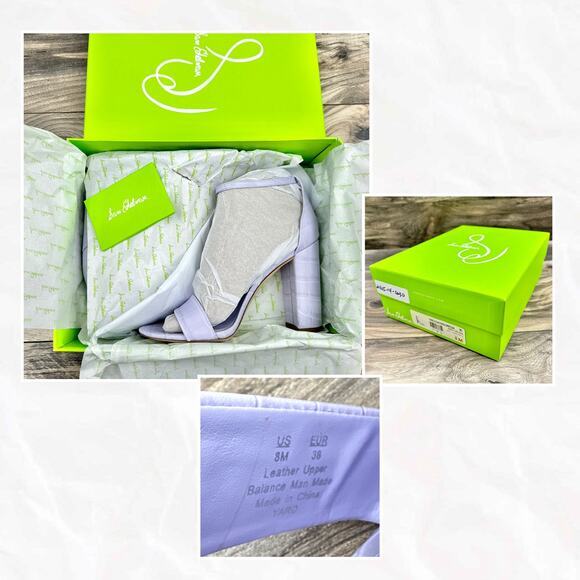 NIB Sam Edelman 8M Yaro Leather Ankle Strap Block Heel Sandals Lilac Croc - Picture 11 of 12